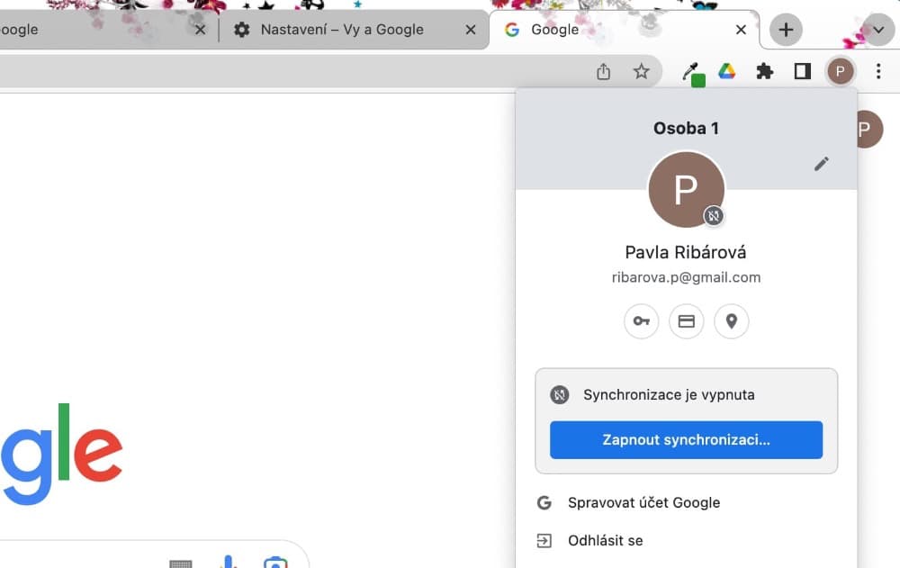 Synchronizace v Google Chrome
