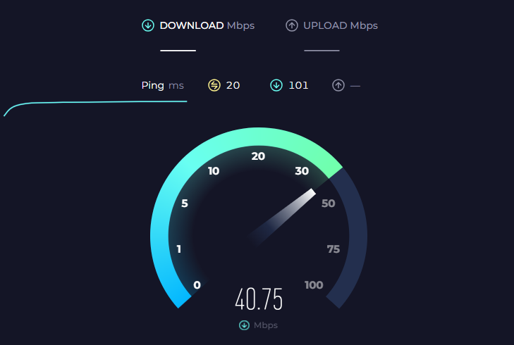 Měření ping na speedtest.com